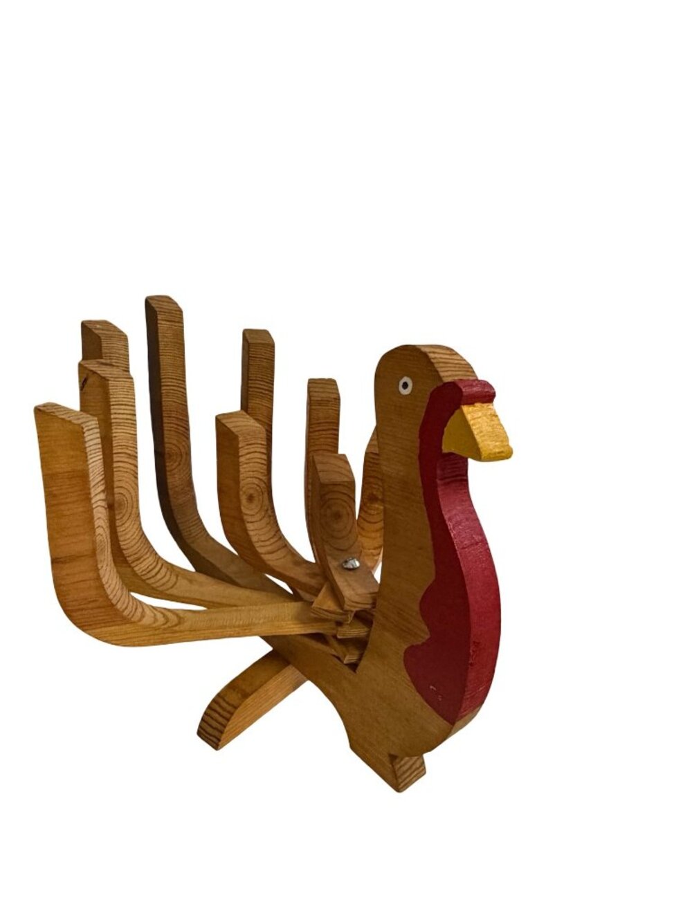 Vintage Wooden Turkey Folding Accordion Expandable Rack Trivet Country Decor